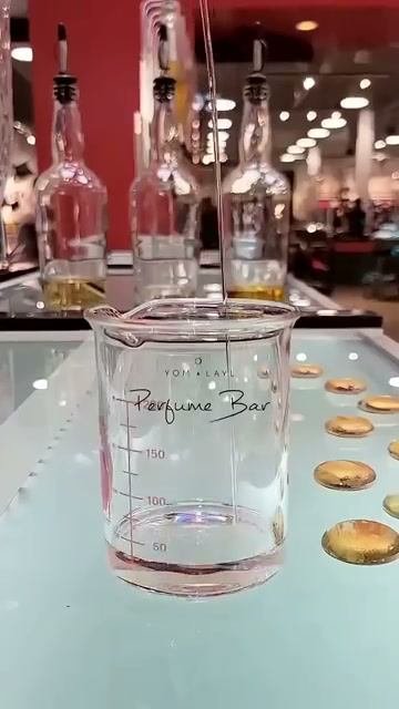 Perfume bar with beaker and bottles