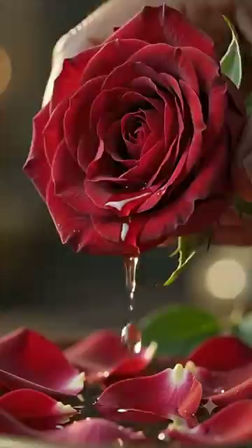 Rose with a drop of oil