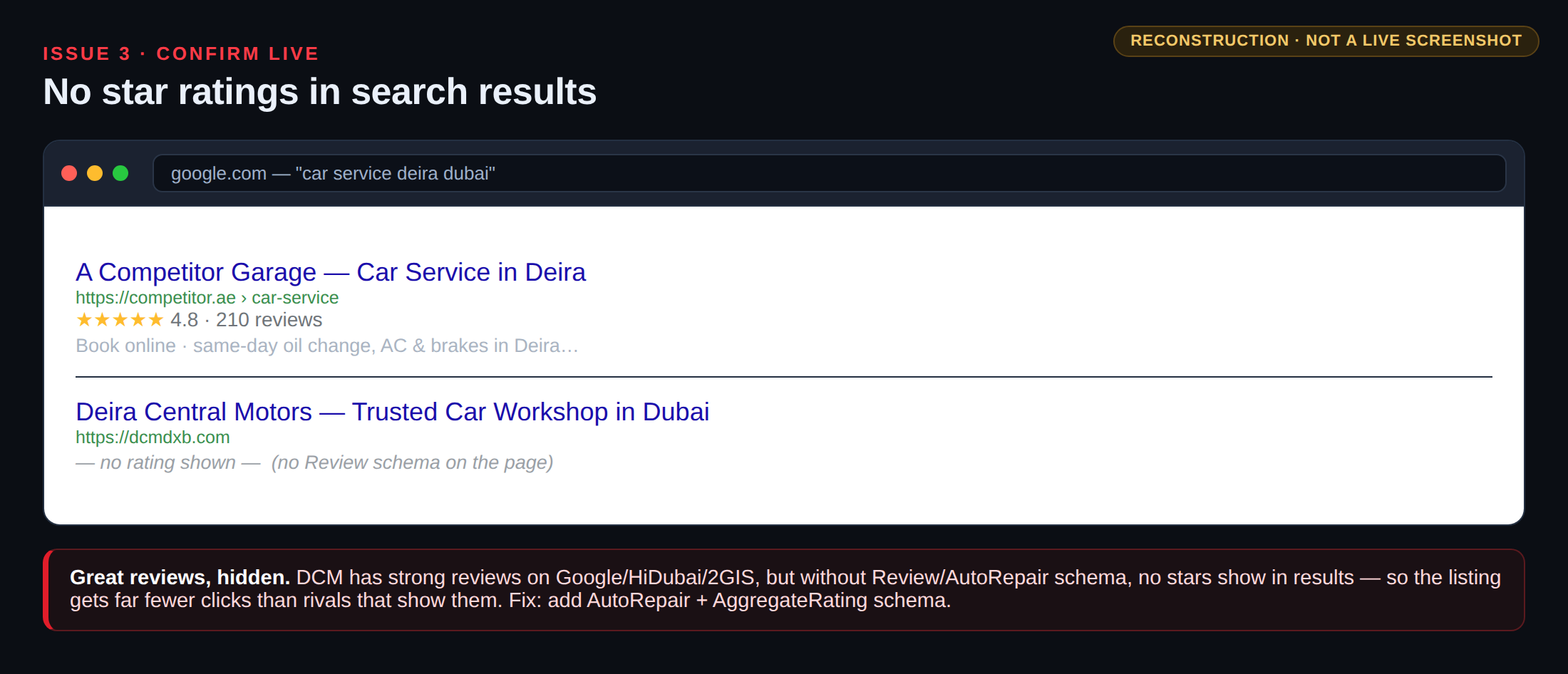 No star ratings in search