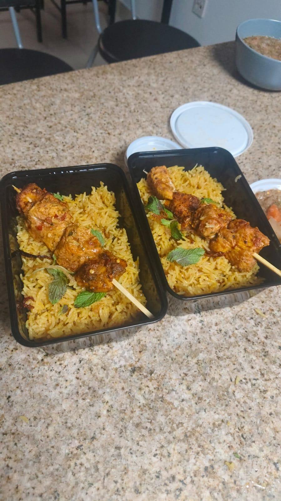 Chicken Shawarma Skewers with Saffron Rice — the client's favourite