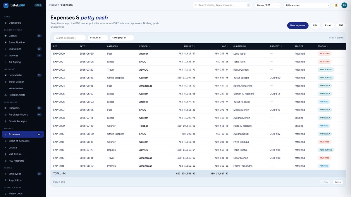 Expenses screen