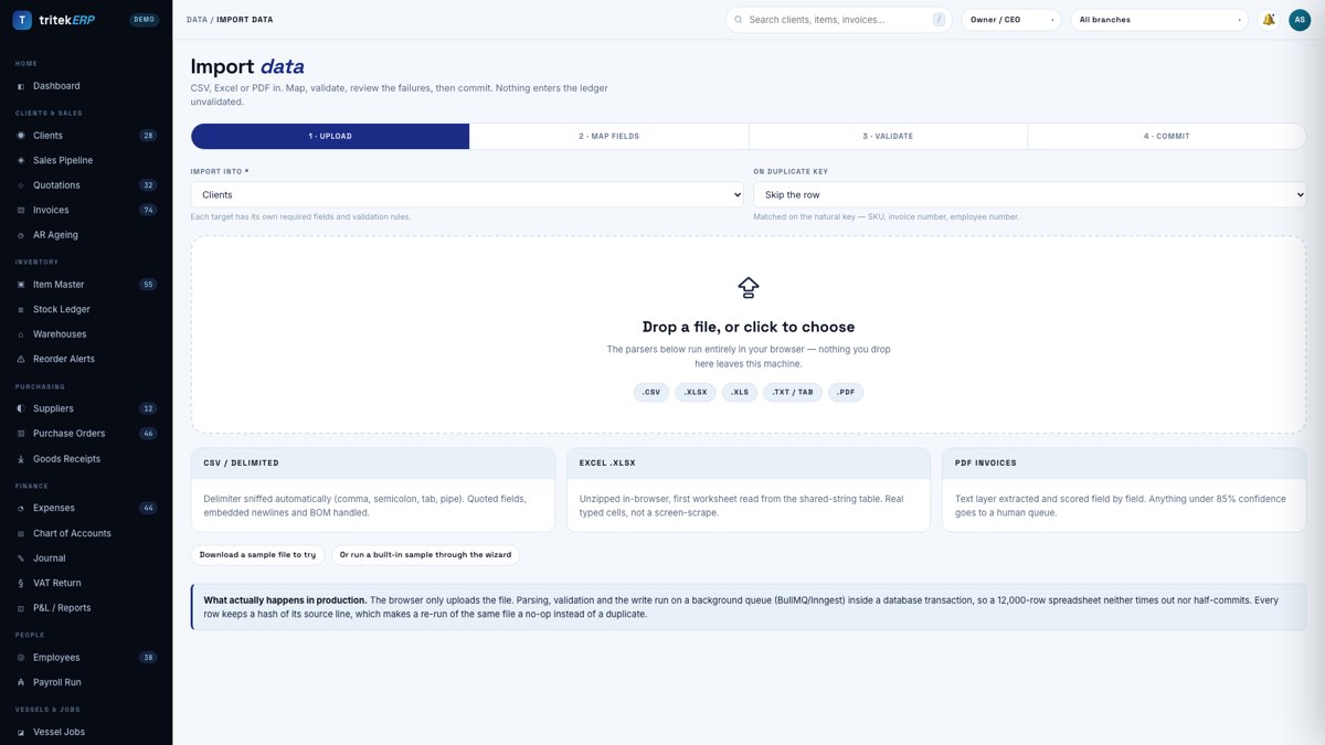Import wizard screen