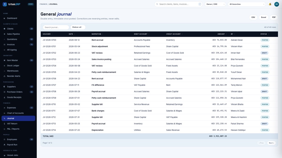 Journal screen