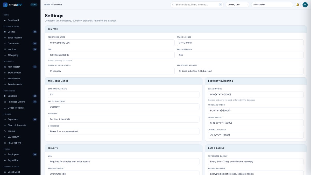 Settings screen