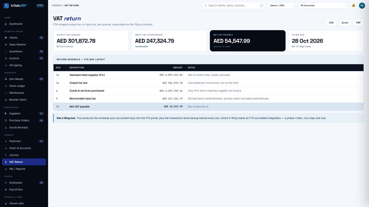 VAT return screen