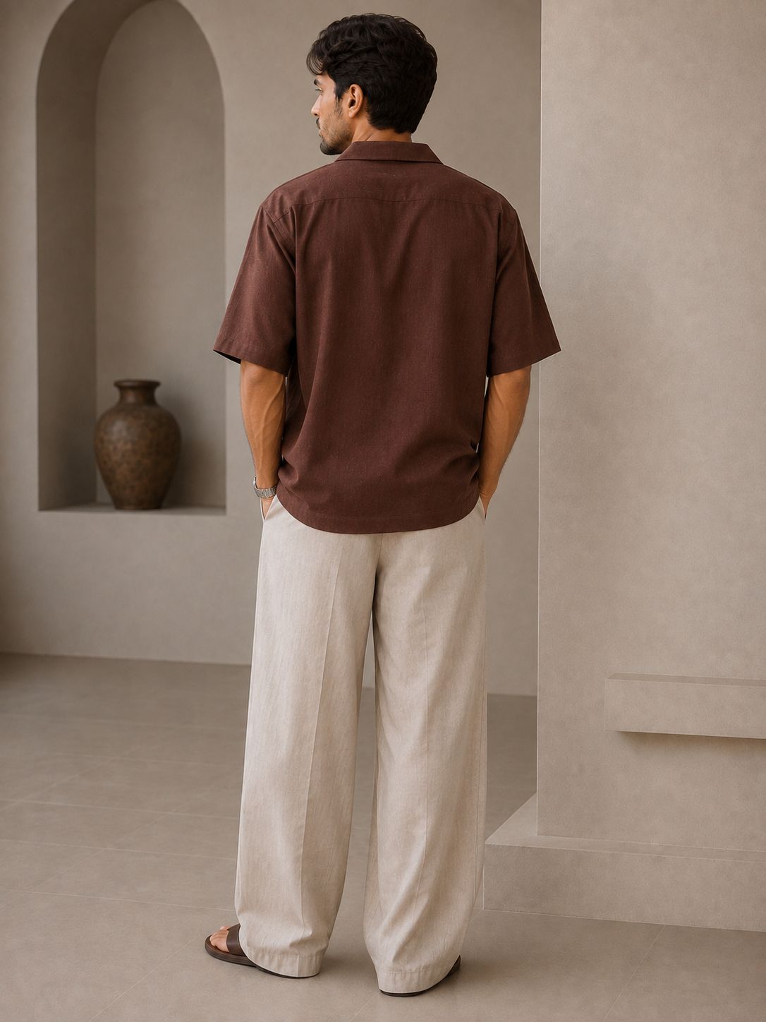 Woven shirt sample from the K.S.E. Inc. collection, made in Mumbai for Spain buyers