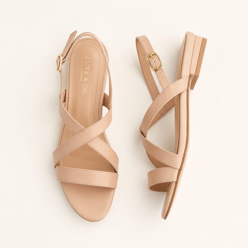 Nude Strappy Flat Sandals